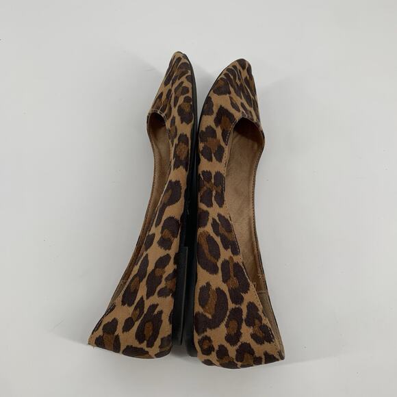 Old Navy Leopard Print Faux Suede Pointed Toe Ballet Flats Size 10 Womens Brown - Picture 5 of 8